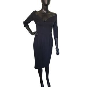 DSQUARED2 Little Black Sheath Dress Wool Blend 3/4 Sleeve Size 42 US 6